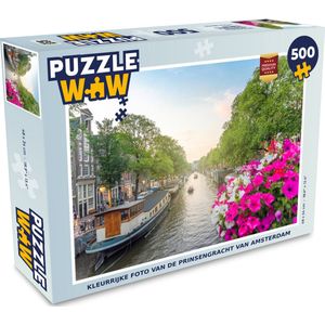 Puzzel Kleurrijke foto van de Prinsengracht van Amsterdam - Legpuzzel - Puzzel 500 stukjes