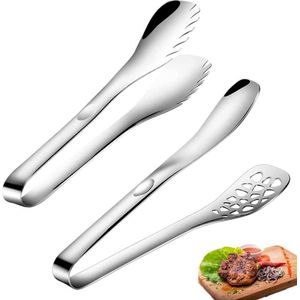 2 Modellen Spaghettitangen, Serveertangen, Voedingstangen, Aspergetangen, Geschikt voor Pasta, Salades, Gegrild Vlees, Lengte: 25 cm, Roestvrij Staal, Kleur: Zilver