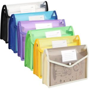 Waterdichte A5 documentenmap met 6 vakken - Drukknopsluiting - Envelopmap voor reizen en school