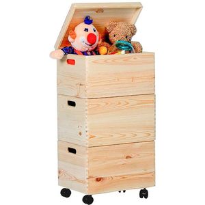 Houten - Combi Opbergbox - 30x40 cm - 3 Stapelboxen - FSC-gecertificeerd