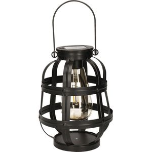 Solar lantaarn metaal zwart met hengsel 18,5 cm - Tuinlantaarns - Solarverlichting - Tuinverlichting