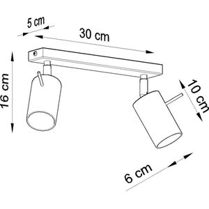 Hanglamp design met 2 peertjes RANDY - Staal - 8 x 30 x 15 cm - Zwart