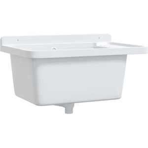 vidaXL Gootsteen Wandgemonteerd - 60x40x28 cm - Wit Wasbak - Wasbakken - Gootsteen - Wastafel