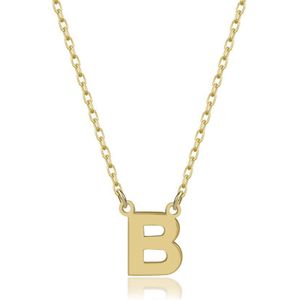 Letter B Initial Gold Plated Ketting  Zilver (925 sterling) Trendy Minimalistisch Combi Bedel Goudkleurig Dames Meisje | Cadeau Voor Vrouw
