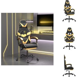 vidaXL Gamingstoel - Zwart/Goud - Kunstleer - Verstelbaar - Met kussens en voetensteun - Bureaustoel