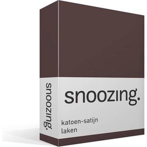 Snoozing - Katoen-satijn - Laken - Lits-jumeaux - 280x300 cm - Bruin