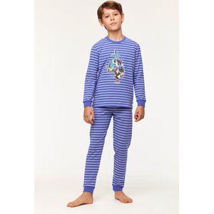 Woody pyjama jongens/heren - blauw gestreept - toekan - 231-1-PLC-Z/915 - maat 152
