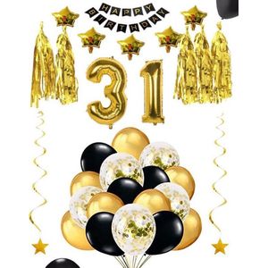 31 jaar verjaardag feest pakket Versiering Ballonnen voor feest 31 jaar. Ballonnen slingers sterren opblaasbare cijfers 31
