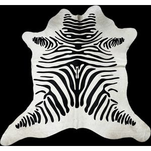Koeienhuid vloerkleed - zebra - 200x180cm - wit/zwart
