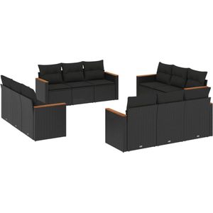 vidaXL-12-delige-Loungeset-met-kussens-poly-rattan-zwart