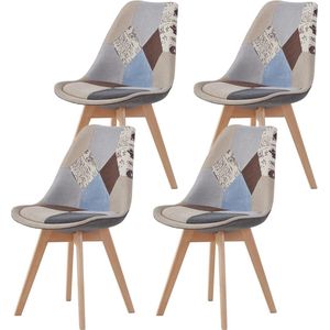 Mima® Eetkamerstoelen set van 4 - Eetkamer Stoelen - Multicolor Bruin - Keukenstoelen - Wachtkamer stoelen - Modern - Urban