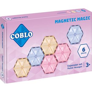 Coblo-Uitbreidingsset Pastel- 6x Zeshoek- Magnetisch speelgoed-Montessori speelgoed-Magnetische tegels-STEM speelgoed-Cadeau kind-Speelgoed 3 jaar t/m 12 jaar