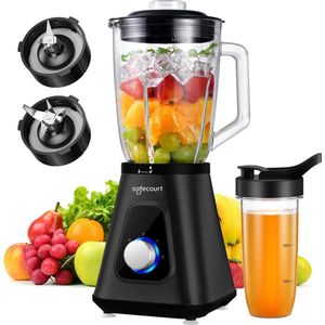 Safecourt Kitchen Blender - Smoothie maker - Krachtige 1200W - To-Go Beker - 3 Standen - Zwart