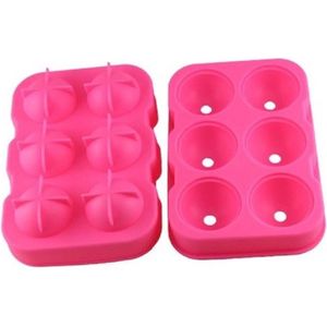 Igoods Siliconen IJsballenvorm - 6 ijsballen Ø 4 cm - Whiskey ijsballen - Roze