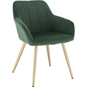 Happyment Luxe Eetkamerstoelen - Velvet Groen/goud - Fauteuils met armleuning - Woonkamerstoelen - Keukenstoelen - Kuipstoel - Set van 1