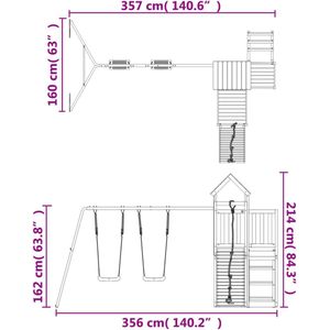 vidaXL Speelhuis met klimwand en schommels geïmpregneerd grenenhout