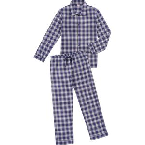 La-V Flanel pyjama set voor jongen met geruit patroon- Blauw  140-146