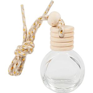 Oplaadbare transparante auto glas geurflessen met etherische oliën - aromatherapie hanger - 2 stuks à 10 ml (rond)