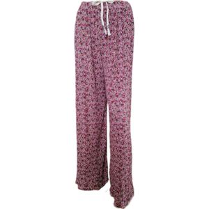 Dames - Zomerbroek - Broek - Yoga Broek - Strand broek - Dames - Wide Leg - Plissé - Comfort - Elastische Band - Kleur Oudroze/Grijs/Wijnrood/Wit Met Bloemenprint - Maat 44 t/m 56