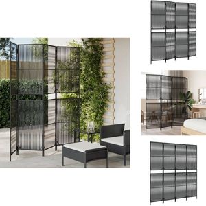 vidaXL Kamerscherm - Kamerschermen - Privacy Scherm - Privacyscherm - Kamerscherm 4 panelen poly rattan zwart