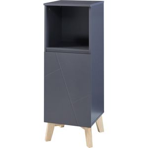 Badkamerkast Overath kolomkast 86x30x30 cm grijs en houtkleurig [en.casa]