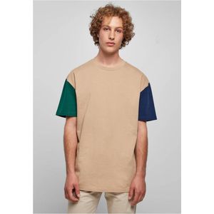 Urban Classics - Organic Oversized Colorblock Heren T-shirt - XL - Beige