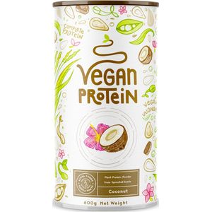 Alpha Foods Vegan Proteine poeder - Eiwitpoeder goed als maaltijdshake of ontbijtshake, Plantaardige Proteine Shake van zonnebloempitten, lijnzaad, amaranth, pompoenzaad, erwten en gekiemde rijst, 600 gram voor 40 shakes of porties, met Kokos smaak