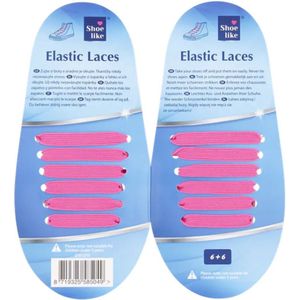 Elastische schoenveters - Neon Roze - Kunststof / Elastiek - One Size - Geschikt voor 1 paar schoenen - Veters - Verstelbaar - Schoenveter - Schoenaccessoire
