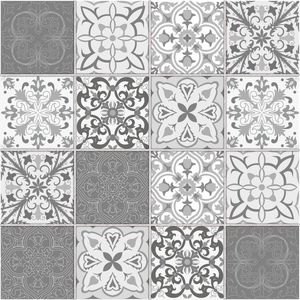Zelfklevende tegelfolie Patchwork No.4 - Tegelstickers voor badkamer keuken toilet - Krasbestendig verwijderbaar - 15x15 cm 16-delig - decoratie renovatie interieur Tegelstickers