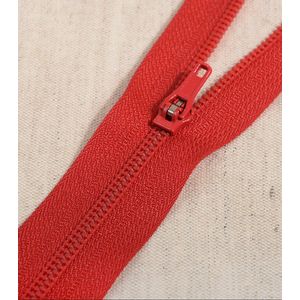 Broekrits polyester stevig rood 12cm - niet-deelbare rits rood