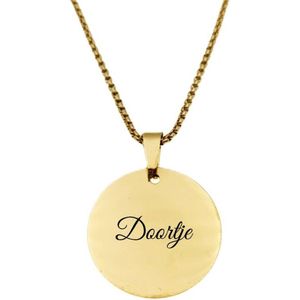 Ketting RVS Met Naam Gravering - Doortje - Goud - Rond