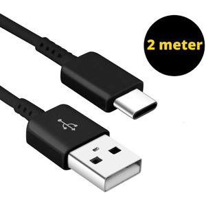 USB C kabel - USB C naar USB A kabel - USB C oplader - USB naar USB C kabel - USB C naar USB kabel - USB a naar USB C kabel - USB C lader kabel - Zwart - 2 Meter