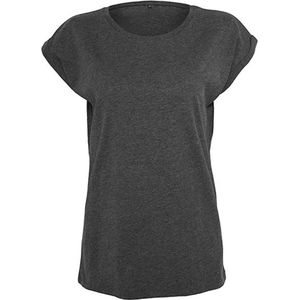 Build your Brand Ladies´ Extended Shoulder Tee BY021 - Charcoal (Heather) - 4XL
