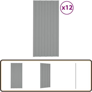 vidaXL Dakpanelen - 12 stuks - Gegalvaniseerd staal - Grijs Dakpanelen - Metalen Dakplaten - Dakbedekking - Galvaniseerde Staal - Dakmaterialen