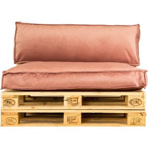 2L Home & Garden Palletkussenset Velvet Oud Roze - 2 Delige set