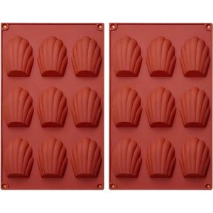 Madeleine siliconen bakvorm met 9 holtes Mini Madeleine vorm siliconen antiaanbaklaag 3D schelpontwerp mousse chocolademuffinpudding (rood)