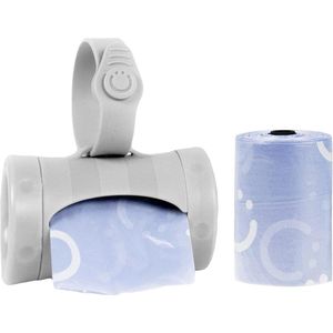 Intrekbare dispenser voor onderweg voor babyreizen, luiertasaccessoire, must-have voor pasgeborenen, cadeau voor nieuwe en aanstaande ouders, inclusief 24 wegwerpbare lavendelgeurzakken, grijs