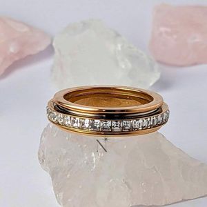 Luminora Elevate Ring Roségoud - Fidget Ring Diamanten - Anxiety Ring - Stress Ring - Anti Stress Ring - Spinner Ring - Spinning Ring - Draai Ring - Maat 60 | ⌀ 19.0 - Wellness Sieraden