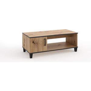 Moderne salontafel - Salontafel - P9 - Planken - Traditioneel eikenhout + zwarte accessoires - 120 cm