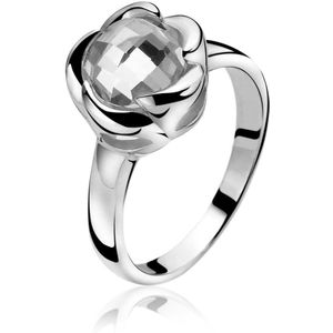 ZINZI zilveren ring bloem wit ZIR865