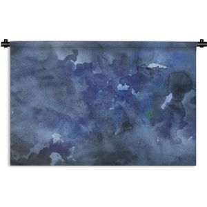 Wandkleed Waterverf Abstract - Abstract kunstwerk gemaakt met waterverf en donkerblauwe tinten Wandkleed katoen 120x80 cm - Wandtapijt met foto