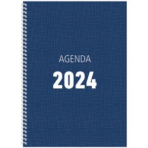 MGPcards - Bureau-agenda 2024 - A4 - Ringband - Spiraal - 7d/2p - Blauw - FSC