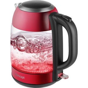 Concept RK4081 waterkoker 1,7 l Zwart, Rood, Roestvrijstaal, Transparant 2200 W