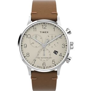 Timex Classic Chrono TW2W50900 Horloge - Leer - Bruin - Ø 40 mm