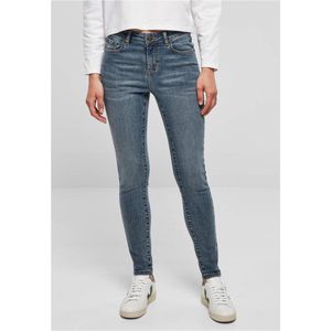 Urban Classics - Mid Waist Skinny jeans - Taille, 26 inch - Blauw