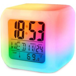 THAR Digitale Wekker - Alarm Klok met Temperatuur, Kalender, Snooze en LED Verlichting - Kameleon