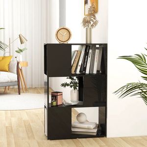 The Living Store Kamerverdeler - Boekenkast - 60 x 24 x 94 cm - Hoogglans zwart