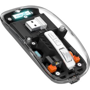 Draadloze Muis voor Laptop en Computer Zwart - Bluetooth - Ergonomisch 2.4G - LED Transparant omhulsel - Laptop - Universeel - LED - USB C