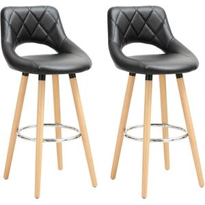 Rootz Set van 2 barstoelen - Tegenkrukken - Hoge stoelen - Ergonomisch ontwerp - Stevige constructie - Moderne look - Kunstleer en hout - 43 cm x 40 cm x 96 cm