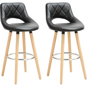 Set van 2 barstoelen - Tegenkrukken - Hoge stoelen - Ergonomisch ontwerp - Stevige constructie - Moderne look - Kunstleer en hout - 43 cm x 40 cm x 96 cm